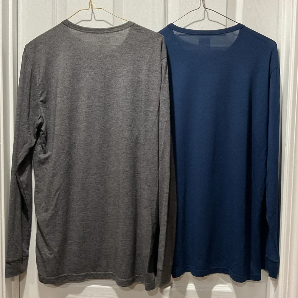 Lightweight base layer crew top set in Gray & navy blue men L